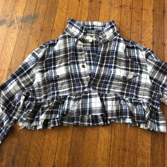 Plaid/Flannel Peplum Top, Juniors Size XL! - Picture 3 of 3